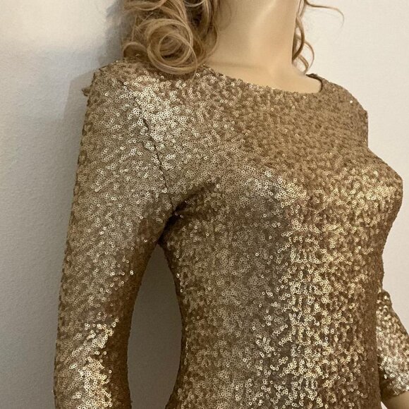 TFNC London gold sequin mini dress NWT Size M - Picture 3 of 7